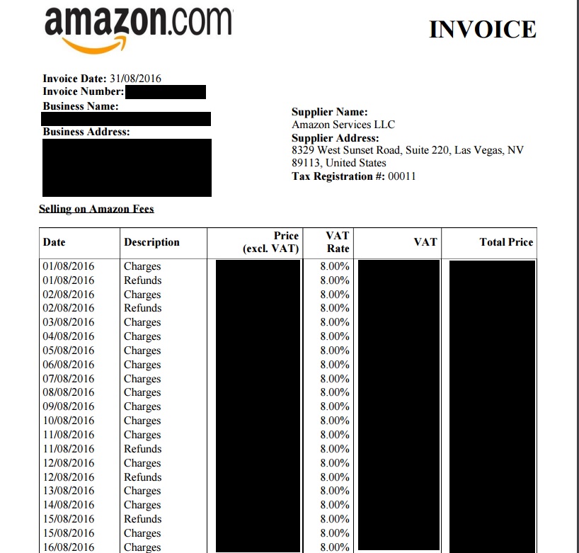 Amazon輸出Invoice